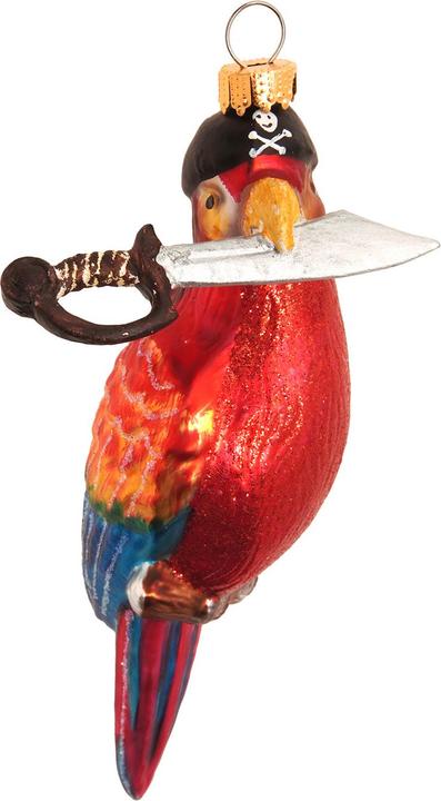 Krebs Glas Lauscha Weihnachtsbaumschmuck "Papagei als Pirat" - ca. 13 cm (1 x)