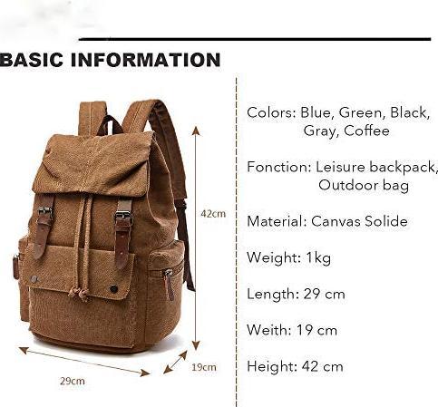 Produktbild Only-Bags.Store Canvas Vintage Laptop-Rucksack, Rucksack für Wandern, Reisen, geräumige Tasche
