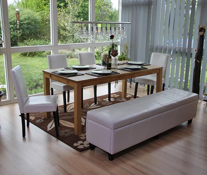 Image du produit Swisshandel24 Coffre de rangement Kriens XXL, cuir + similicuir, 180x45x45cm blanc (45 cm)