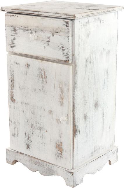 Produktbild Swisshandel24 Kommode Beistelltisch Nachttisch Telefontisch, 63x35x29cm, Shabby-Look, Vintage - weiss (63 x 35 x 29 cm)