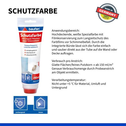 Produktbild Baufan Schutzfarbe Tube 250ml (Weiss, 0.25 l)
