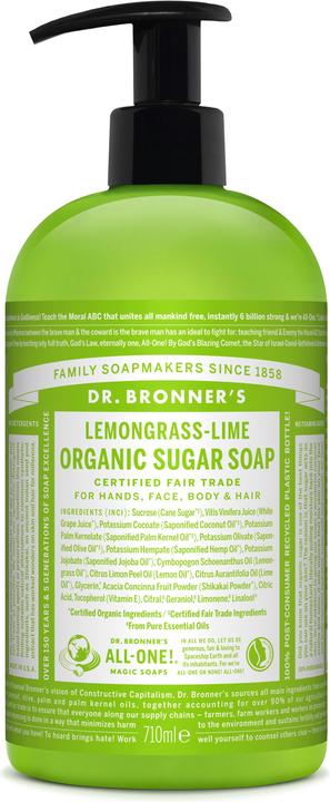 Productafbeelding Dr. Bronner's Biologische Suikerzeep Citroengras Limoen 710 ml (710 ml)