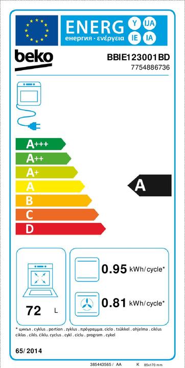 Label énergétique Beko Piekarnik BBIE123001BD