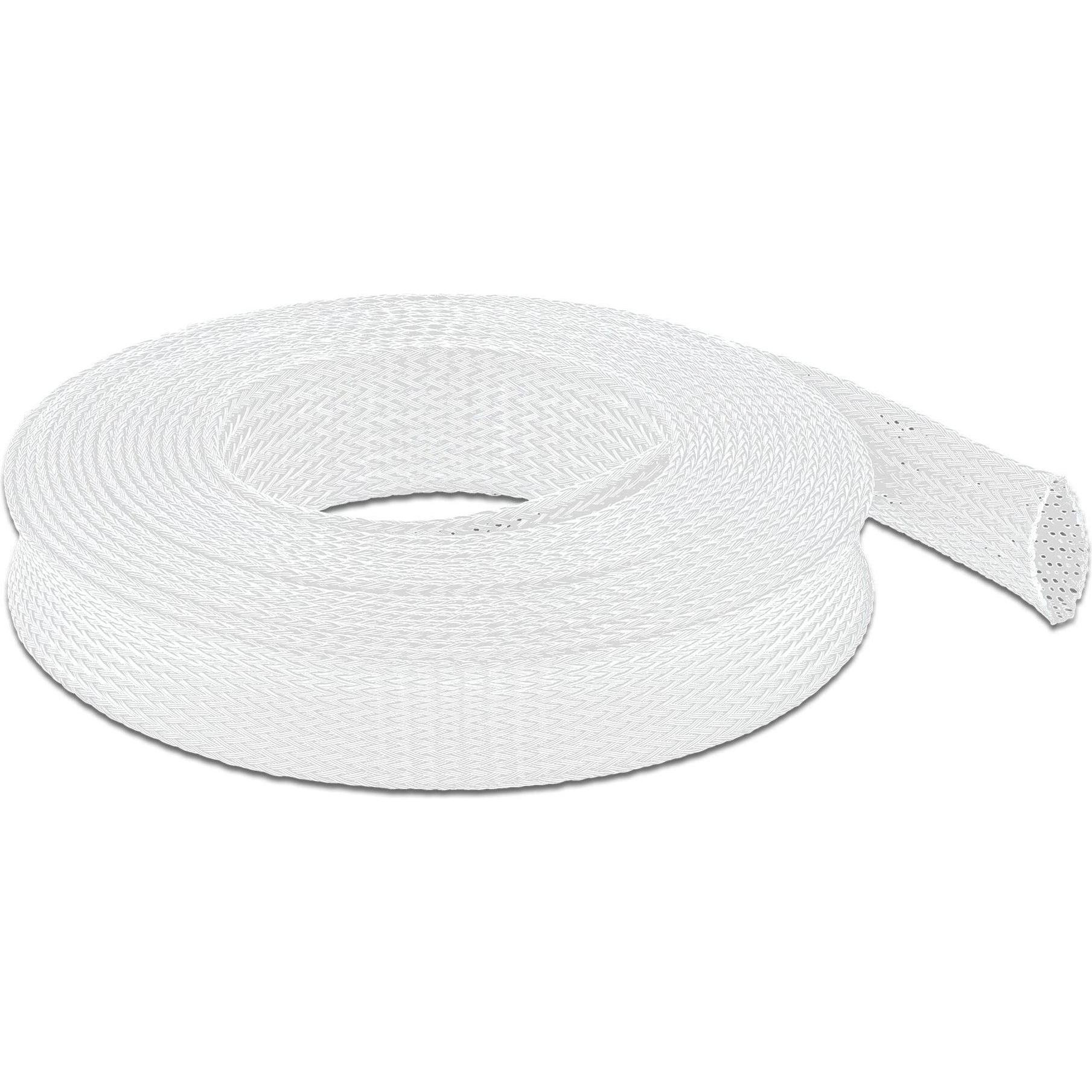 Delock, Kabelschutz + Kabelführung, Geflechtschlauch dehnbar 10 m x 25 mm weiss (Kabelschlauch, 10000 mm)