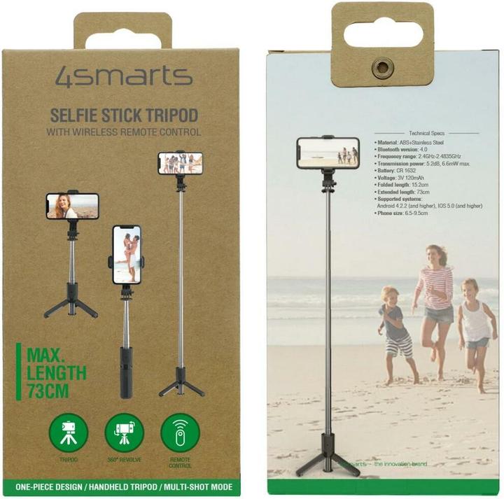 Produktbild 4smarts Handy Stativ mit Wireless-Fernauslöser (Kunststoff, Metall)