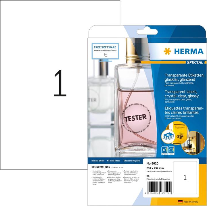 Actual product image HERMA Weatherproof Transparent Film Labels
