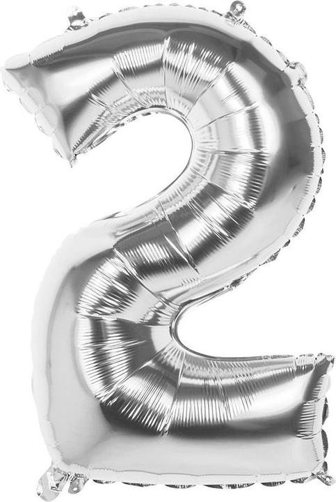 Boland Foil balloon - Silver number - - Number 2 - two (1 x)