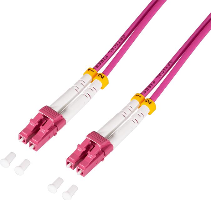 Produktbild LogiLink Stahlarmiertes Glasfaser-Patchkabel OM4, Duplex LC/UPC - LC/UPC, 15 m (15 m)