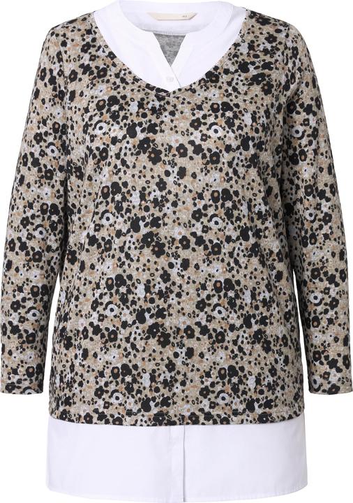 Produktbild Miamoda 2-in-1-Pullover, A-Linie, floraler Feinstrick, Bluseneinsatz (48)