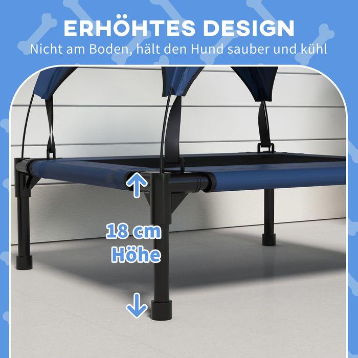 Produktbild Swisshandel24 Erhöhtes Hundebett mit Baldachin, Outdoor Hundeliege mit Dach, 76x61x69.5cm, dunkelblau (Hund)