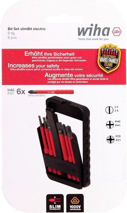 Produktbild Wiha Bit Set slimBit electric Schlitz Phillips Pozidriv in slimBitBox (Schlitz, Phillipps-Kreuzschlitz (PH), Pozidriv-Kreuzschlitz (PZ))