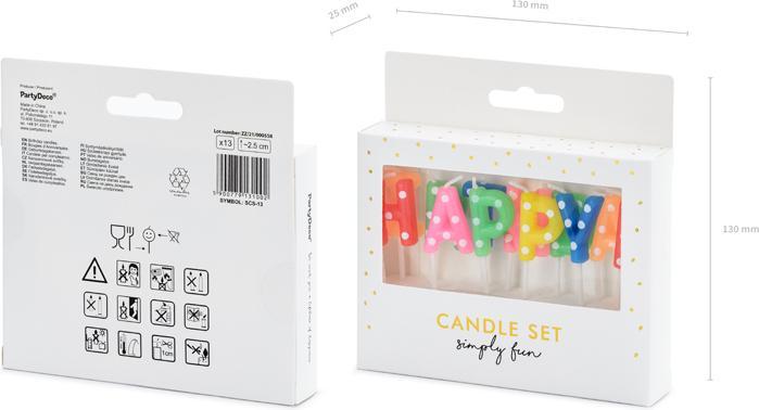 Actual product image Partydeco Happy Birthday candles (13 pieces) - Multicolor (13 pcs.)