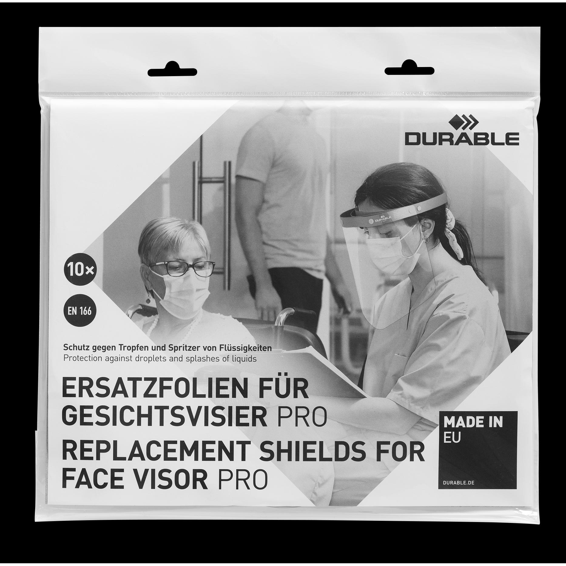 Durable, Zubehör Arbeitsschutz, Ersatzfolien für Gesichtsvisier PRO 1 Beutel A 10 St. 343419