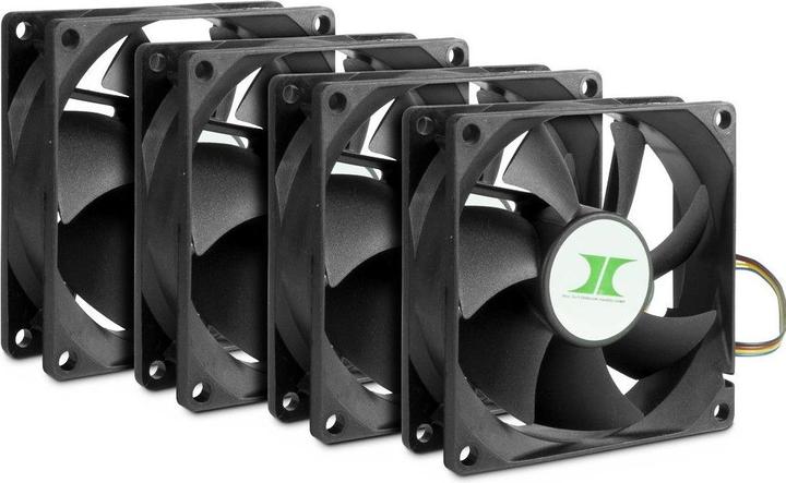 Intertech Inter Tech Inter-Tech Ventilateur 80*80*25 IPC Fan Set 4x Ventilateur 80mm, noir