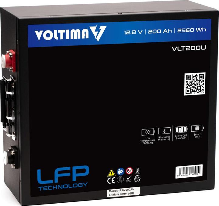 Produktbild Voltima VLT200U 12V LiFePO4 Lithium Untersitz Versorgungsbatterie 200Ah mit App (12 V, 200 Ah)