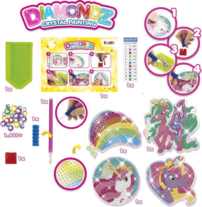 Produktbild Craze DIAMONDZ Starter Set Stickers Galupy Unicorn - Diamond Painting Kinder Aufkleber Set, DIY Diam