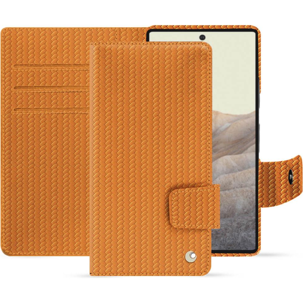 Noreve Lederschutzhülle Wallet (Google Pixel 7), Smartphone Hülle, Orange