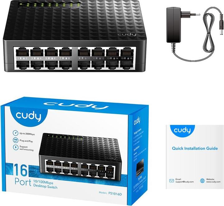 Immagine prodotto Cudy FS1016D switch di rete Fast Ethernet (10/100) Nero (16 Porti)