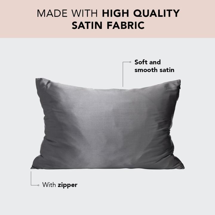 Actual product image Kitsch Satin Kissenbezug Charcoal (Pillowcase, 66 x 48 cm)