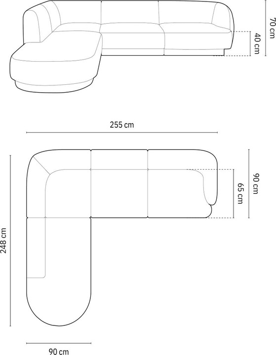 Image du produit Micadoni Canapé D'Angle Gauche, "Miley", 6 Places, 255x248x70Fabriqué en Europe (Canapé d'angle)