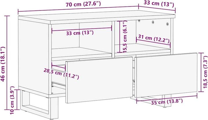 Actual product image vidaXL TV-Schränk (33 x 70 x 46 cm)