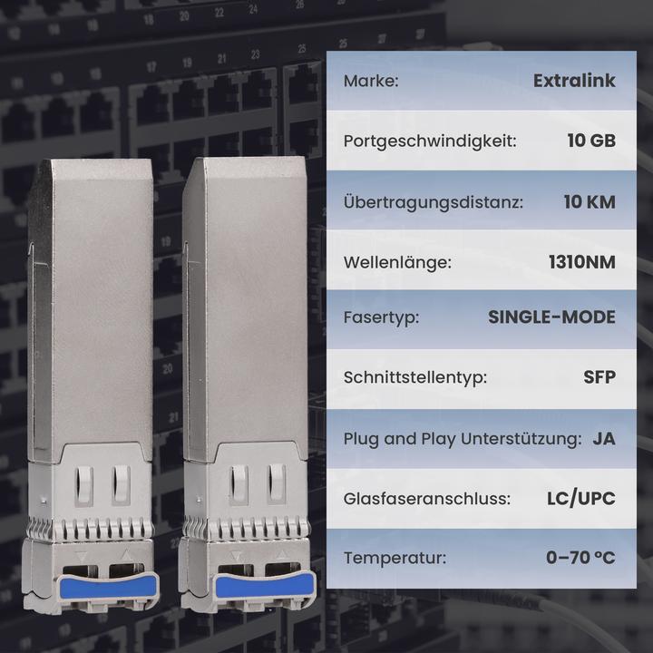 Actual product image Extralink SFP+ 10G 2-pack | SFP+ module | 10 Gbit/s LC/UPC 1310 nm 10 km singlemode DOM