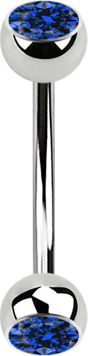 Immagine prodotto Star Piercing Micro banana in argento con due sfere di cristallo blu scuro (senza ottone, Acciaio chirurgico 316L)