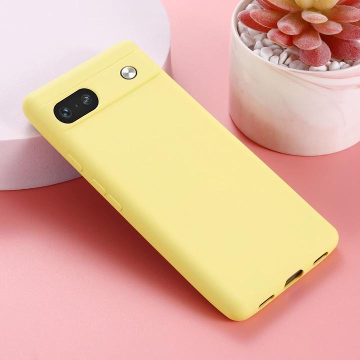 Actual product image Cover-Discount Google Pixel 7a - Silicone Rubber Case yellow (Google Pixel 7a)