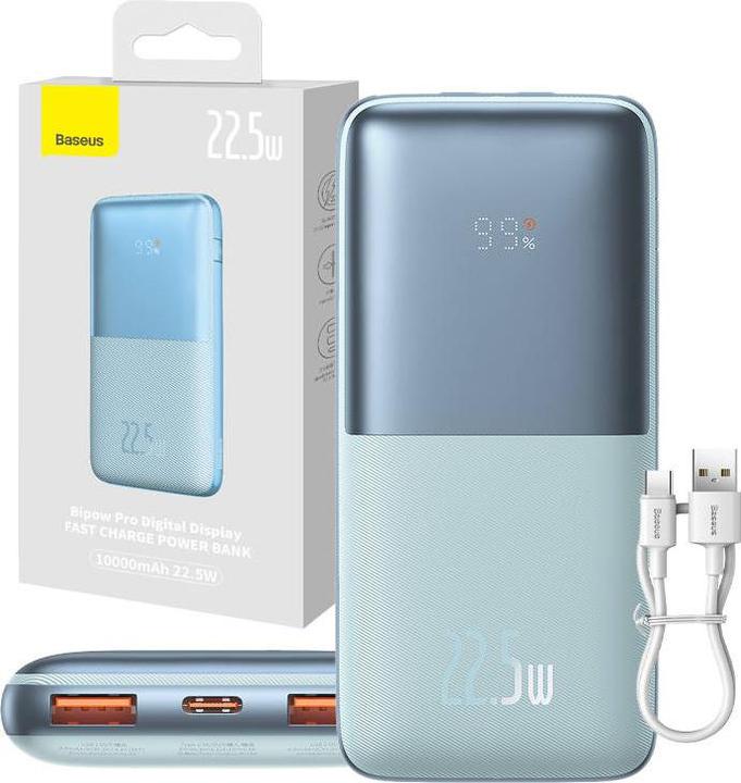 Actual product image Baseus Powerbank Bipow Pro 10000mAh, 2xUSB, USB-C, 22.5W (blue) (10000 mAh, 22 W, 37 Wh)