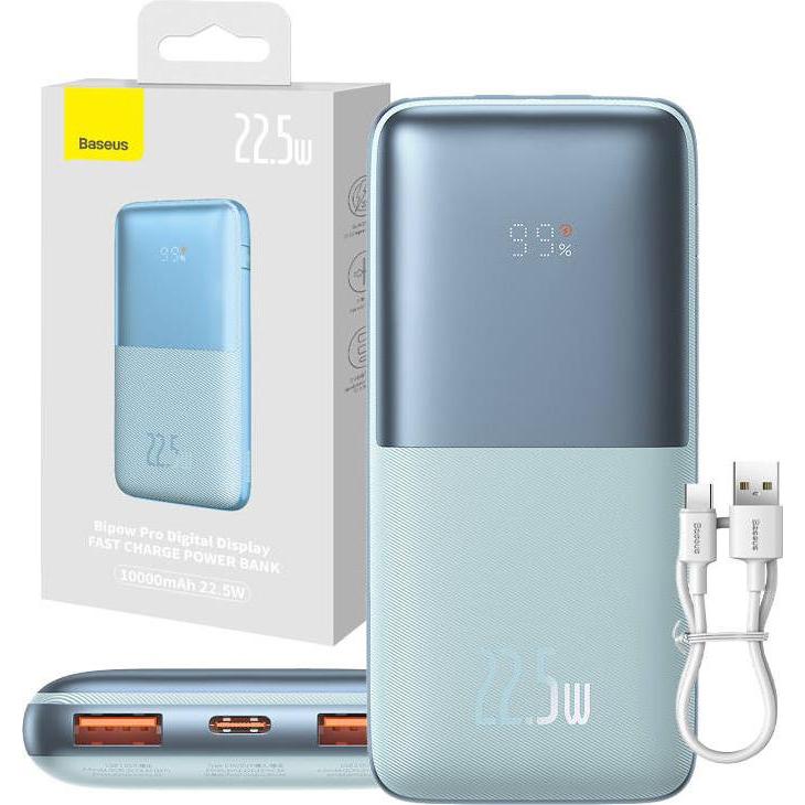 Thumbnail - Baseus Powerbank Bipow Pro 10000mAh, 2xUSB, USB-C, 22.5W (blue) (10000 mAh, 22 W, 22 Wh), Powerbank, Blau