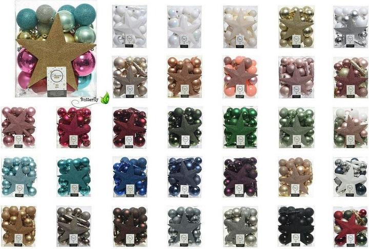 Actual product image Decoris Weihnachtsbaumkugeln Schwarz Bunt (33 Stücke) (33-part)