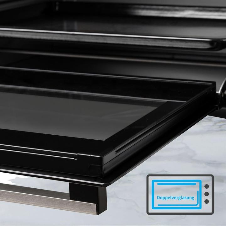 Actual product image Icqn Vrijstaande Oven - 50L - Convectie Mini Oven - Hetelucht & Grillfunctie - Gemailleerde Holte - Zwart