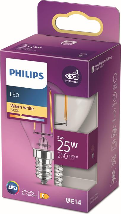 Actual product image Philips Lamp 2 W (25 W) E14 Warm white (E14, 2 W, 250 lm, 1 x, E)