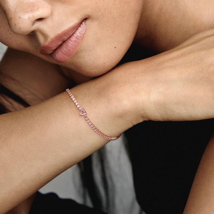 Immagine prodotto Pandora Bracciale Tennis Cuore scintillante (18 cm, Metallo, placcato oro rosa)