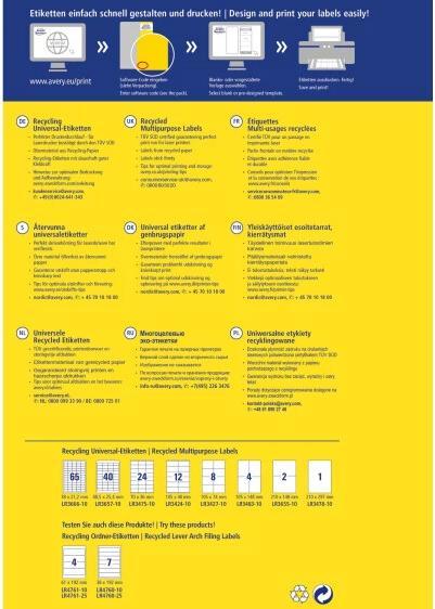 Actual product image Avery Universal labels 210 x 297 mm, 10 sheets