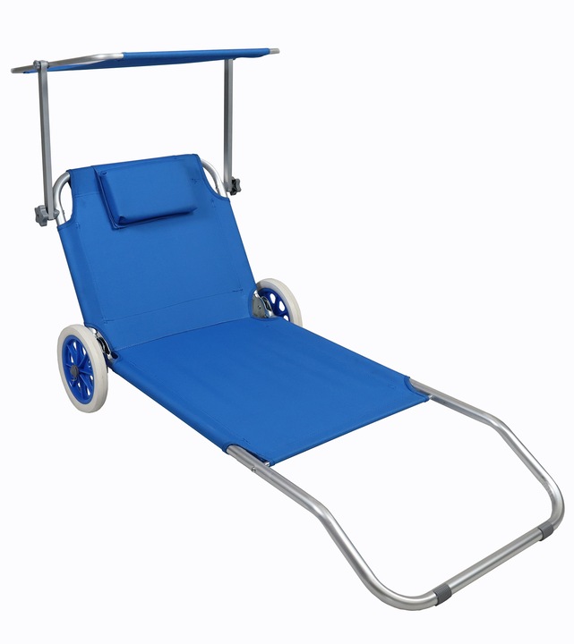 Productafbeelding VCM Ligstoel met wieltjes en zonnekap (165 cm)