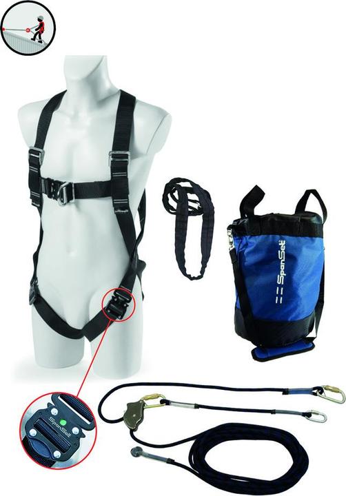 Immagine prodotto SpanSet Kit di sicurezza in altezza SK-201/202/203 per lavori sul tetto (Set di sicurezza in altezza, 100 kg)
