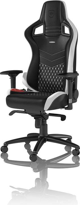 noblechairs Chaise de jeu EPIC Chaise de jeu en cuir véritable, noir-blanc-rouge