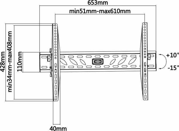 Produktbild Aisens Soporte de pared wt70t-019 para pantallas 37-70'/94-177cm hasta 50kg inclinable vesa max. 600 (Wand, 50 kg, 37" - 70")
