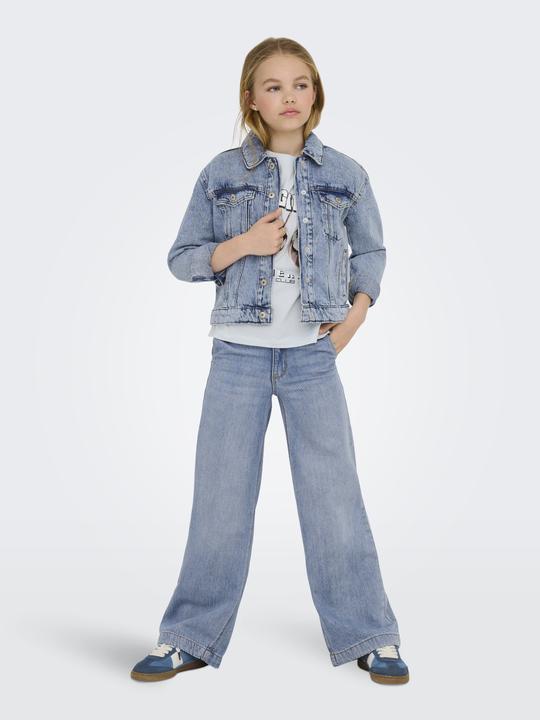 Image du produit Only Capuche avec cordon de serrage Poignets avec bouton Veste en jean épaule basse (140)