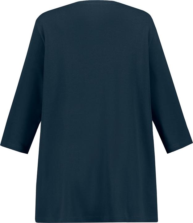 Immagine prodotto Ulla Popken Maglia di jersey a costine in cotone biologico con scollo a V e maniche a 3/4 (46, 48)