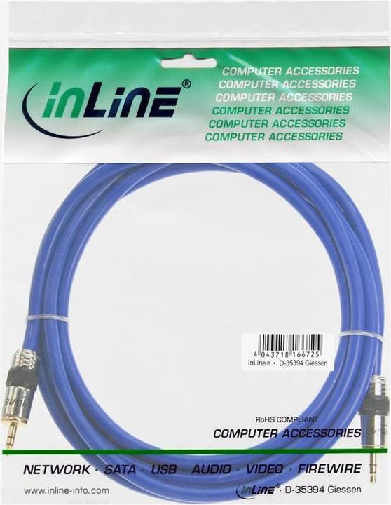 Immagine prodotto InLine Jack PREMIUM cavo audio 10m PREMIUM qualità 3.5mm St/St 10m stereo contatti dorati... (10 m, Connettore da 3,5 mm (AUX))