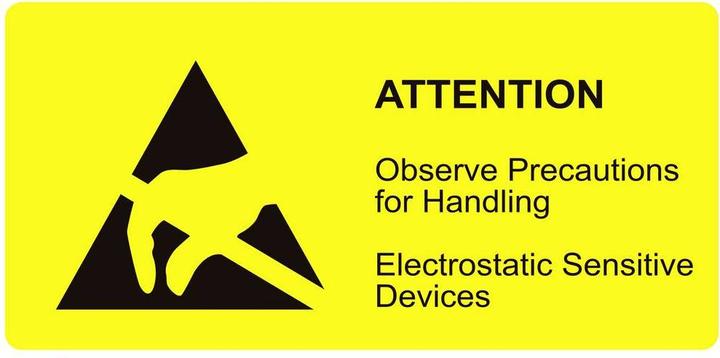 Actual product image BJZ ESD logo 1500 pcs. Yellow (L x W) 74mm x 37mm self-adhesive
