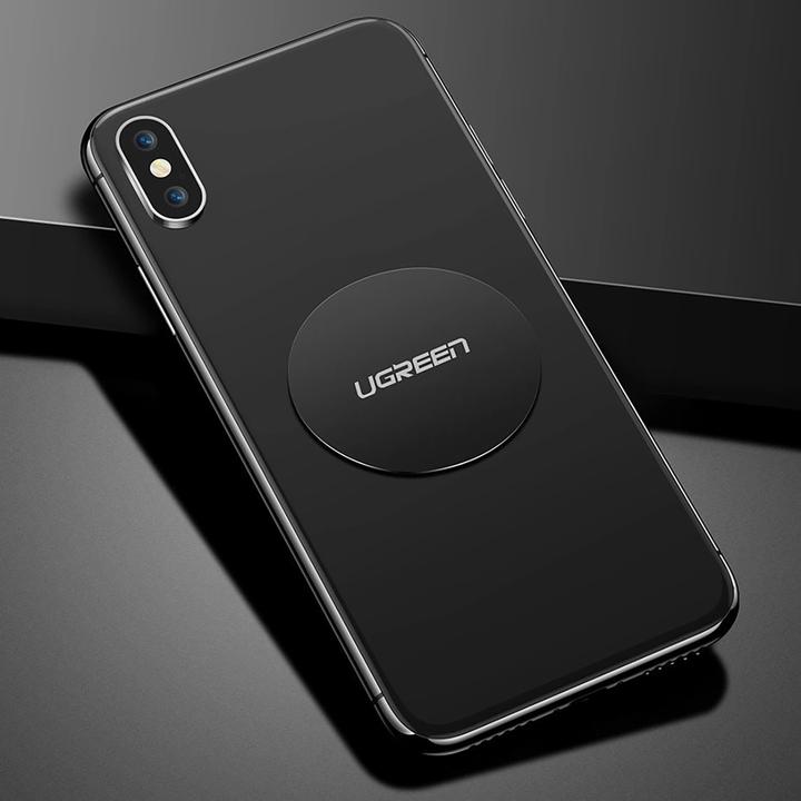 Produktbild Ugreen LP123 60410 round/rectangular metal plates for magnetic phone holders - black (2 pcs)