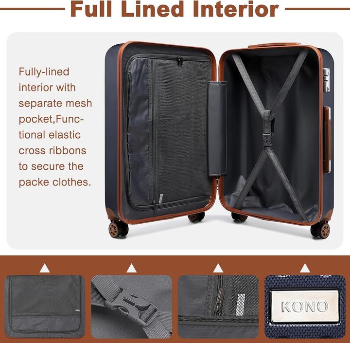 Produktbild Kono 2-teiliges Handgepäckkoffer-Set mit Kosmetikkoffer (40 l)