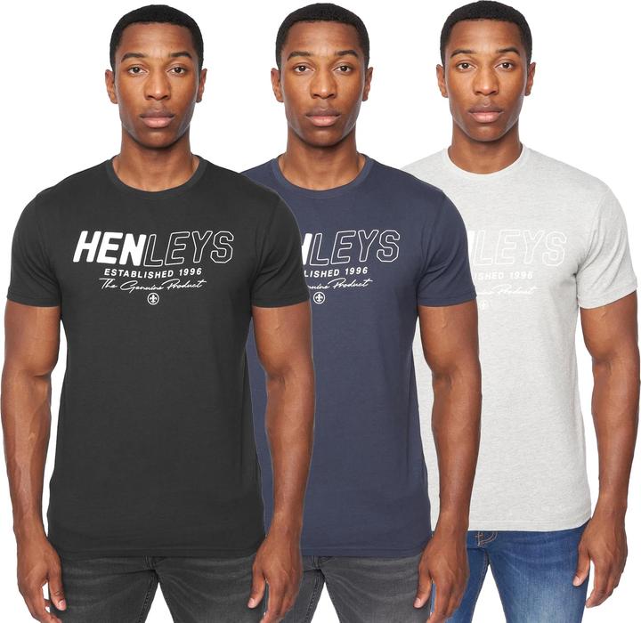 Actual product image Henleys Mens Melvern T-Shirt (Pack of 3) (L)