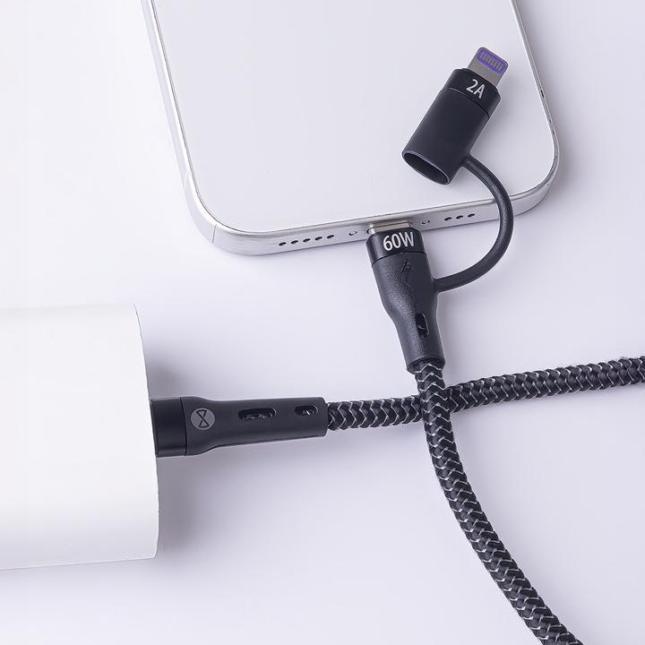Immagine prodotto Forever Cavo 2in1 USB-C - Lightning + USB-C 1,0 m 60W nero (1 m, USB 3.2 Gen 1, 60 W)
