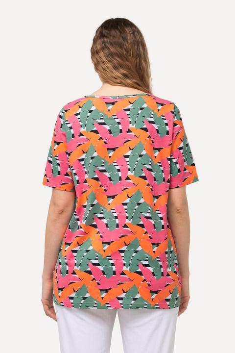 Produktbild Ulla Popken T-Shirt, grafischer Druck, A-Linie, V-Ausschnitt, Halbarm (50, 52)