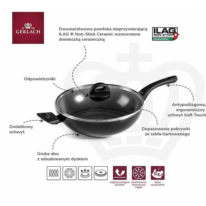 Thumbnail - Gerlach HARMONY pan 30cm WOK, Pfanne + Kochtopf, Schwarz