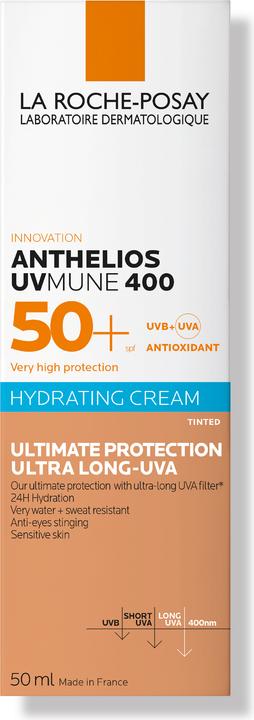 Image du produit La Roche Posay Anthelios Crème Hydratante teintée 50+ (Crème solaire visage, SPF 50+, 50 ml, 77 g)